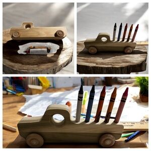 Handcrafted Wooden Truck Crayon Holder
